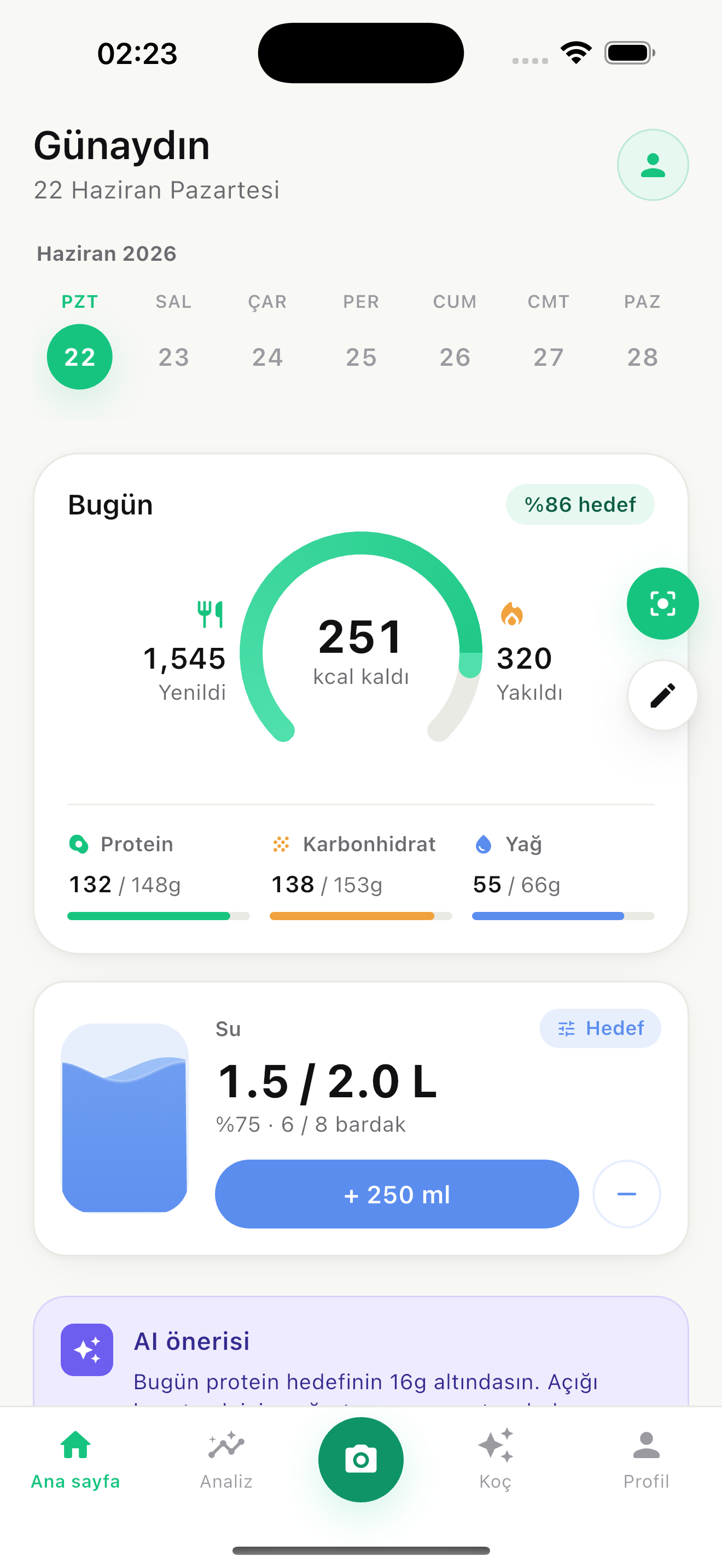 Sevoria uygulaması ana ekran